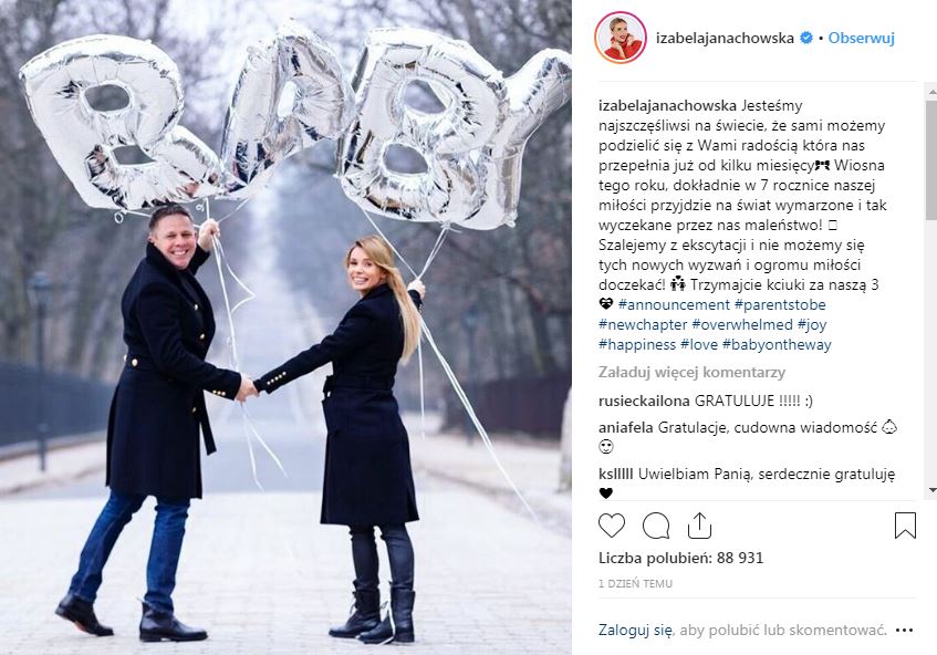 Izabela Janachowska, celebrytka w ciąży, Instagram